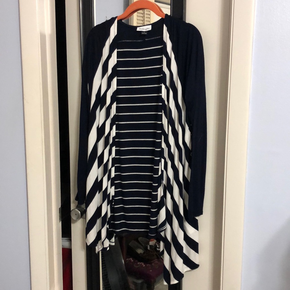 Patchington navy and white long sleeve wrap. Size M